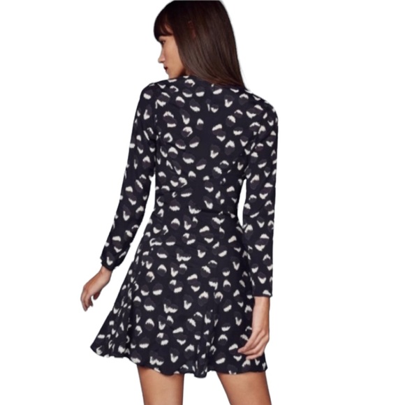 Reformation Navy Blue ‘Wild Child’ Calvin V-Neck Long Sleeve Mini Dress - Picture 12 of 12